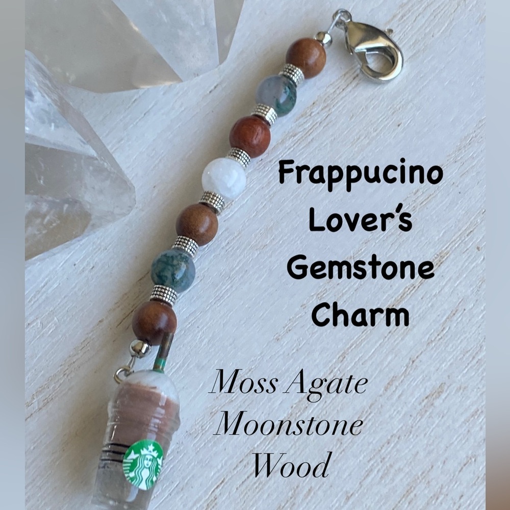 2/$30 Frappuccino Lover's Gemstone Purse Charm Accessory - Handcrafted
